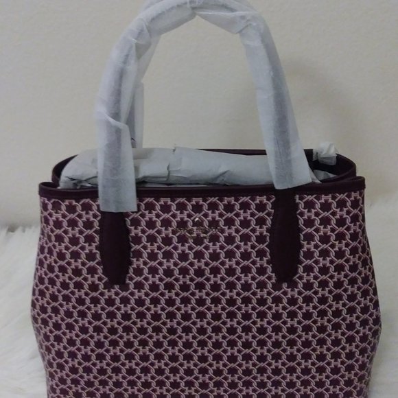 Kate Spade Link Zip Tote Pink Burgundy Saffiano PV - Picture 3 of 16